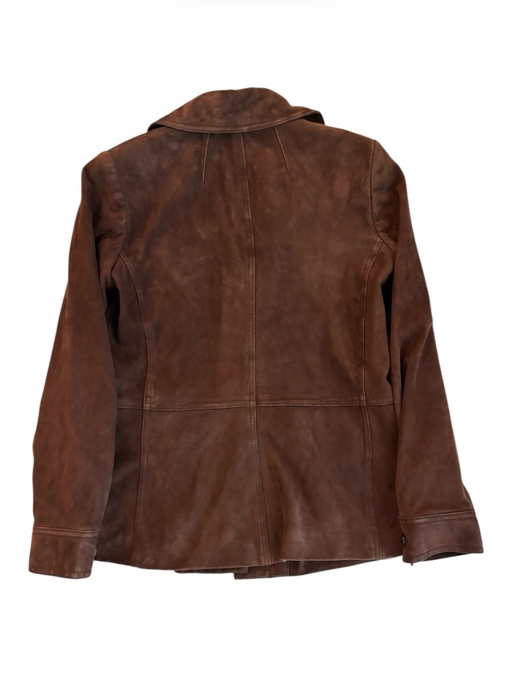 Talbots Brown Suede Leather Women's Button-Front Jacket Sz 6 - Picture 3 of 6